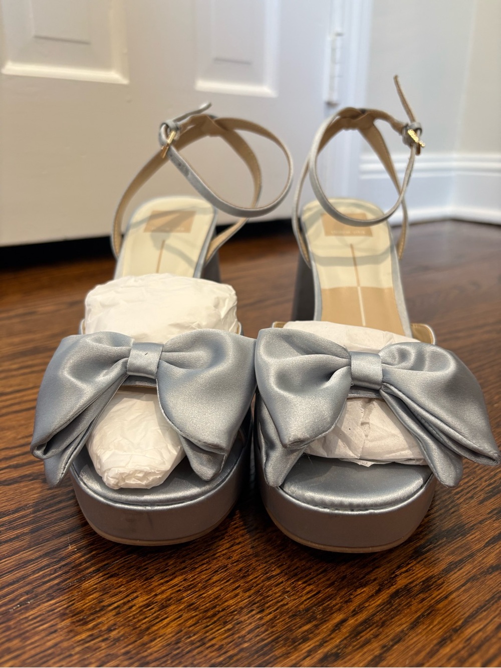 Dolce Vita Powder Blue Satin Bow Platform Sandal - Picture 4 of 5